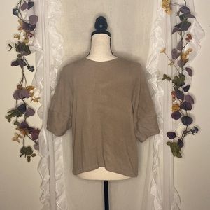 Madewell Ribbed‎ Short Sleeve Tan Top Size Medium